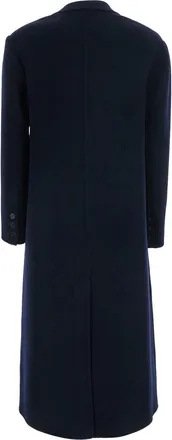 Jucca Womens Double-Breasted Coat Blue Wool Cashmere