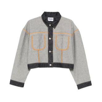 Moschino Light Jackets, female, Blue, Size: S Giacca