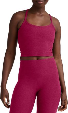 Beyond Yoga Space Dye Slim Racerback Crop Tank in Sangria Heather at Nordstrom, Size X-Large