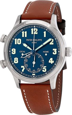 Patek Philippe Pre-owned Patek Philippe Calatrava Pilot Travel Time 18kt White Gold Automatic Mens Watch 5524G-001