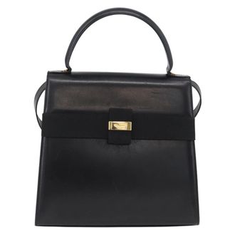 Ferragamo Vara Leather Black Leather Handbag (Pre-Owned)