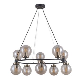 Netlighting Galvez Industrial Retro 10 Light Globe Pendant Ceiling Light E14 in Black