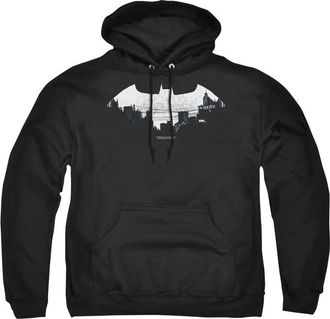 Gildan Batman Bat Logo Cityscape Adult Pull Over Hoodie / Hooded Sweatshirt