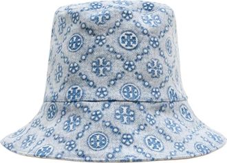 Tory Burch Tory Burch, Hats, female, Blue, Size: ONE SIZE T Monogram Denim Bucket Hat