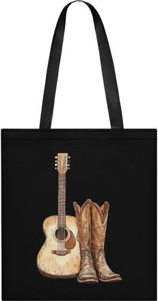 Generic Guitar And Boots Womens Tote Casual Shopping Bag Lightweight Shoulder Bags Hobos Handbag for Work Travel Daily 35x40cm
