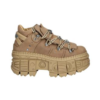 New Rock Bot&iacute;n con plataforma y cordones - Shoes - Mujer - Beige - 40 EU