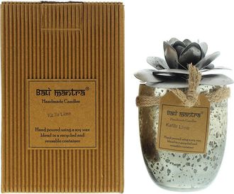 Bali Mantra Camellia Glass Silver Kafir Lime Candle 500g | TJ Hughes