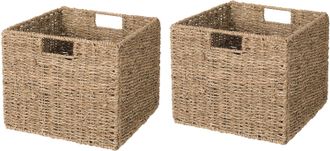 OEM Juego De 2 Cestas De Almacenamiento Plegables De Junco Marino Tejido - 31 X 31 X 31 Cm (alto) - Cesta Plegable De Junco Marino - Cesta De Almacenamien