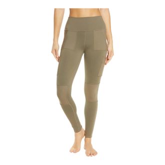 Alo Yoga Youga High Waist Cargo Stretch Elastic Waist Leggings in Olive