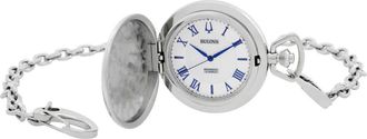 Bulova Automatic Silver Dial Mens Pocket Watch 96A309