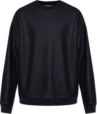 Jil Sander Wool Sweatshirt - Heren - Ronde hals truien - Zwart - L - Wol - Truien & Vesten