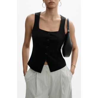 Mango Square Neck Vest in Black at Nordstrom, Size Small