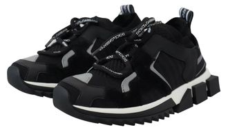 Dolce & Gabbana Womens Black Mesh Sorrento Trekking Sneakers Shoes And Gray