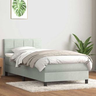 vidaXL Cama Box Spring Con Colch&oacute;n Terciopelo Gris Claro 80x220 Cm Vidaxl