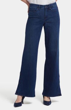 NYDJ Teresa Button Hem Wide Leg Jeans in Ibiza Blues at Nordstrom Rack, Size 6
