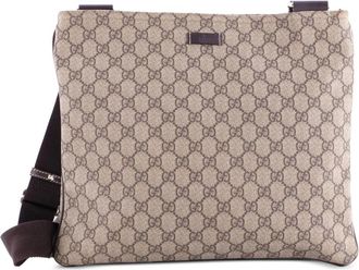 Gucci Zip Top Messenger Bag GG Coated Canvas Large crossbody bag - Bruin
