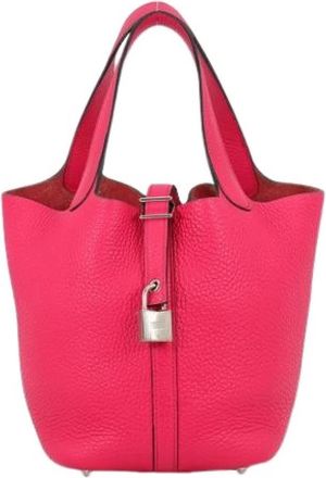 Herm&egrave;s Pre-owned Picotin Handbag - Dames - Vintage Tas - Roze - ONE Size - Leer - Vintage
