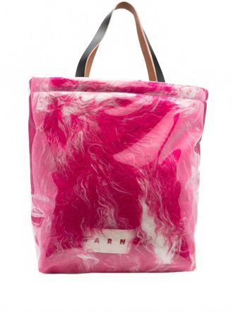 Marni Womens Covered Shearling Tote Bag In Fuschia