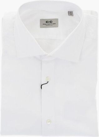 Corneliani CC COLLECTION Solid Cotton Poplin Shirt with French Collar size 41