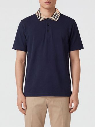 Burberry Short-Sleeved Cotton Polo Shirt with Check Pattern Collar
