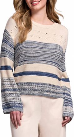 Tribal Textured Knit Mock Neck Top In Slate