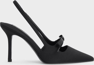 Charles & Keith Venetia Satin Bow Pointed Slingback Pumps