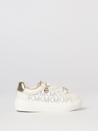 Michael Kors Sneakers basse da bambina in cotone spalmato con monogramma MK stampato