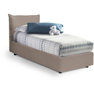 Dmora Dmora - Talamo Italia - Letto singolo Alzavola, Letto contenitore con rivestimento in ecopelle, 100% Made in Italy, Apertura laterale, con materasso