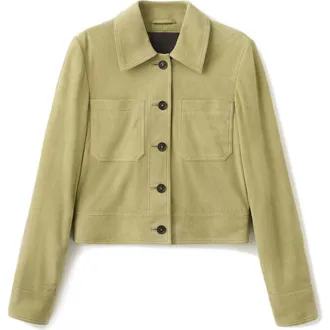Mango Suede Jacket in Pastel Green at Nordstrom, Size X-Small