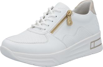 Rieker Plateausneaker RIEKER, Damen, Gr. 36, beige (wei&szlig;, hellbeige), Lederimitat, Schuhe Plateausneaker, Halbschuh, Schn&uuml;rschuh, Freizeitsneaker mit Reissve