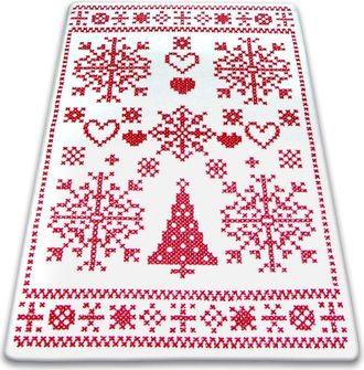 RugsX Alfombra Xmas - F791 Crema/rojo White 100x170 Cm