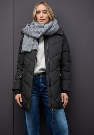 Street One Steppjacke STREET ONE, Damen, Gr. 42, schwarz, Web, Obermaterial: 100% Polyester. Futter: 100% Polyester, unifarben, normal ca. Mitte Oberschenkel, Ru