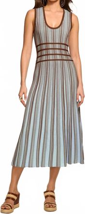 Ramy Brook Arlette Striped Knitted Midi Dress In Sepia Combo