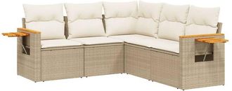 vidaXL Vidaxl - Juego De Sof&aacute;s Jard&iacute;n Con Cojines 5 Pzas Rat&aacute;n Sint&eacute;tico Beige