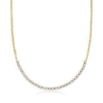 RS Pure by Ross-Simons Diamond Tennis-Style Necklace in 14kt Yellow Gold