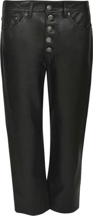 Dondup Stijlvolle Broek - Dames - Straight fit broeken - Zwart - L - Katoen - Broeken