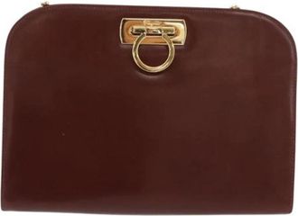 Ferragamo Pre-owned Vintage Gancini Chain Shoulder Bag - Dames - Vintage Schoudertas - Bruin - ONE Size - Leer - Vintage