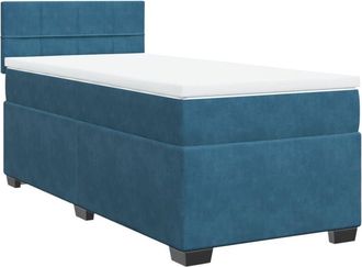 vidaXL Box Spring Bed with Mattress Dark Blue 90x190 cm Velvet Vidaxl