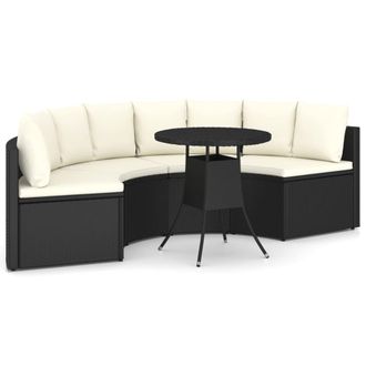 vidaXL 5 Pcs Sofa Sofas Of Garden W/ Vime Pe Preto Cushion
