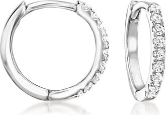 RS Pure by Ross-Simons Diamond Charm-Compatible Huggie Hoop Earrings in Sterling Silver