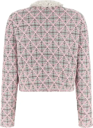 Self Portrait Boucl&eacute; Floral Collar Cardigan - Pink
