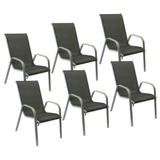 Happy Garden Pack De 6 Sillas Marbella En Textileno Gris Aluminio Gris