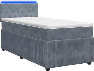 vidaXL Cama Con Base Tapizada, Colch&oacute;n Y Luz Led Gris Oscuro Vidaxl