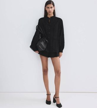 Mango Blusa traforata ricami nero - Donna - S - MANGO