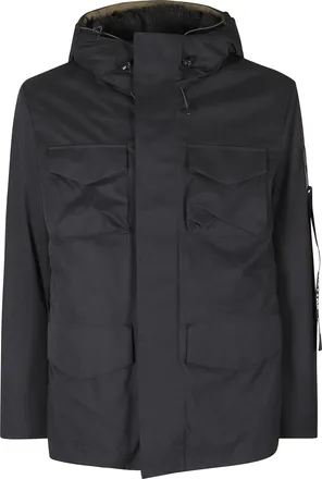 Outhere Field Jacket-Style Coat in Coated Cotton with Flap Pockets