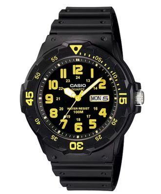 Casio Mens Black Watch with Yellow Markers - MRW-200H-9BV