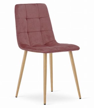 OEM Silla Kara - Terciopelo Rosa / Patas Color Madera X 1