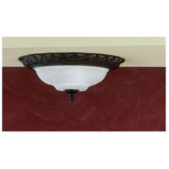 Trio Plaf&oacute;n R&uacute;stico &Oacute;xido 2 X E27 Cristal Opal &Oslash;38 Cm Lighting