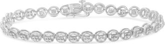 House of Brilliance Sterling Silver 0.10ct TDW Diamond Circle Link Bracelet (I-J,I2-I3)