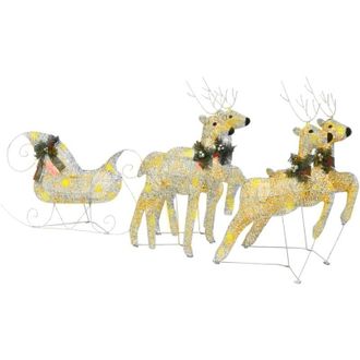 vidaXL Renos Y Trineo De Navidad De Exterior Con 100 Led Dorados Vidaxl